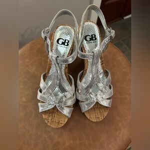 Gianni Bini Metallic Silver Wedge Sandals